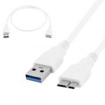 White Superspeed USB 3.0 Type A Male to Micro B Male Adapter Cable Cord
