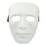 Man Adjustable Black Elastic Band Full Face Plastic Halloween Party Mask White