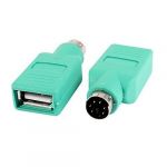 2 Pcs Keyboard Mouse USB A Female to PS/2 Male Convertor Adapter Green