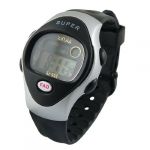  black adjustable wristband round dial alarm stopwatch sports watch for lady