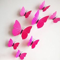 12 pieces 3d butterfly stickrs fashion design diy wall decoration house decoration babyroom decoration-rose