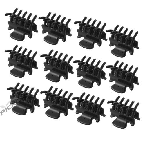 12 pcs 1.1 long black plastic mini hairpin 10 claws hair clip clamp for ladies