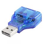 Blue Mouse Keyboard USB A Male to Dual PS/2 Female Connector Adapter