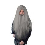 Wizard + Beard, Long Grey Wig, Fancy Dress, Accessory