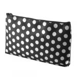 Travel portable polka dots zip up cosmetic makeup bag pouch black white for women