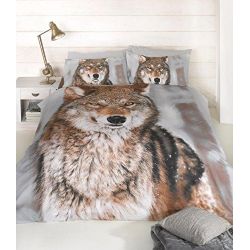 Zoo Wild Animals Wolf Duvet Double Bed Size Cover Quilt Bedding Set