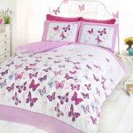 Tony's Textiles Butterfly Floral Quilt Duvet Cover Bedding Set & Pillowcase King - 230 x 220cm (90 x 86) Pink White
