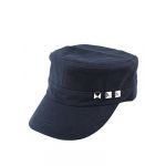 Stud Ornament Slide Buckle Adjustable Hat Peaked Cap Navy Blue