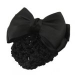  Black Bowknot Decor Snood Net Barrette Hair Clip Bun Cover