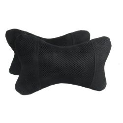  2 Pcs Black Nylon Mesh Cover Fibre Car Pillow Cushion