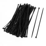  100 pcs 150mm x 2mm electrical cable tie wrap nylon fastening black