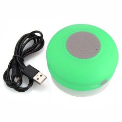   Waterproof Mini Handsfree Speaker jukeboxes Bluetooth USB 2.5 mm Microphone for Mobile with Suction Cup - Green