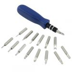  Magnetic Screwdriver Set w/ 15 bits Great for Cellphones, Computers, Gaming Devices Includes: T6, TORX, PHILIPS, SLOTTED, SPANNER, TRI-WING, BENT PRY TOOL, ROUND AWL, RESET PIN for Game Boy Advance, Nintendo Wii, DS Lite, NDS