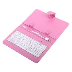   Mini USB interface and Protective Leather Case for 8 Inch Tablet PU PC MID Pink Keyboard
