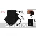  Cell Phone Nylon Mesh Drawstring Pouch Bags 3 Pcs-Black