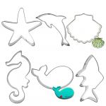 Sea Animals Shape Series Cookie Cutters Stainless Steel Baking Tools Set of 6