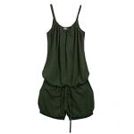 Womens Solid Sleeveless Tank Playsuit Jumpsuit with Straps Fits UK 6-8 (Army Green)