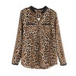Womens Sexy Wild Animal Leopard Print Blouse Long Sleeve Shirt Tops