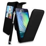 Samsung Galaxy E5 E500H E500F Case Cover + Stylus (Black Flip PU Leather Wallet)