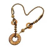 Wood Grain Beads Circle Round Wooden Bead Sweater Colorful Necklace for Women