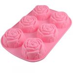 Xmas 6-Cavity Rose Silicone Mould Ice Cube Chocolate Cake Cupcake Soap Molds DIY