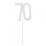 Rhinestone-Decorated Cake Topper for 70th Wedding Anniversary/Birthday Party