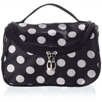 Leegoal Black Zipper Cosmetic Bag Toiletry Bag Make-up Bag Hand Case Bag with Dot Patterns