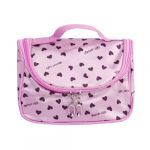 Zipper Cosmetic Bag Toiletry Bag Make-up Bag Hand Case Bag--Pink with Heart Patterns