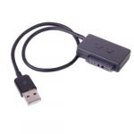 USB 2.0 to 7+6 13Pin Slimline SATA Laptop CD/DVD Rom Optical Drive Adapter Cable--Black
