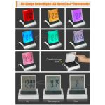 SWT 7 Colour LED Digital Alarm Clock + Thermometer + Calender