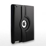 New iPad 3rd iPad2 360 Rotating Magnetic PU Leather Case / Cover For New Apple iPad 3 v3 3rd HD Generation And iPad 2 Smart Cover Stand-Black