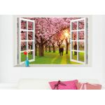 Wall sticker romantic cherry tree 3d window room decoration decal vinyl