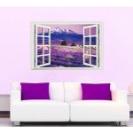 Wall sticker snow mountain lavender flowers 3d window room decoration decal vinyl