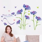 Wall sticker purple cornflower flowers room decoration decal vinyl