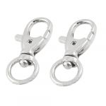 2 Pcs Silver Tone Metal Keychain Keyring Lobster Clasps Swivel Clips