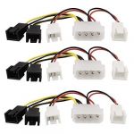 3 Pcs 1 to 4 Y-Adapter Splitter 3 Pole PC Case Fan Power Cable