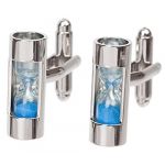 Unique Mens Dress shirt Hourglass Cufflinks for Business Shirt Wedding Party Gift Cuff links (Blue)