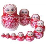 New 10pcs Wooden Russian Nesting Dolls Dried basswood Traditional Woman