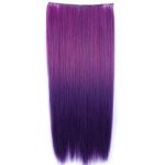 New 1pc Clip in Synthetic Human Hair Extensions Long Straight 5 Clips Gradient Rose and Dark Purple