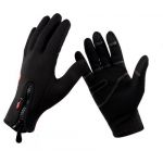 Windproof Cycle Bicycle Full Finger Leather Fleece Thermal Touch Screen Gloves L (Include a Cycling Reflective Band as gift)
