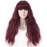 Cosplay Party Style Women Ladies Corn Wavy Curly Long Full Hair Wigs Wine Red Color