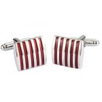 Red Vertical Stripe Cuff Links Business Mens Shirt French buttons Cufflinks Attire