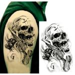 Skull Tattoo arm Temporary skull tattoo stickers flower art for body