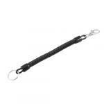 Lobster Clasp Black Spring Elastic Plastic Coil Cord Strap Keychain Rope