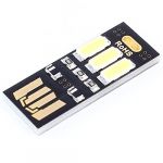 Portable mini pocket card lamp warm white 3 led keychain usb light