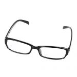 Unisex Plastic Frame Arms Clear Rectangle Lens Plain Glasses Black