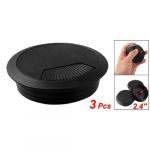 Desk 60mm Dia Grommet Cable Cord Hole Cover Black 3 Pcs