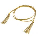 Tassel Embellished Braided Waist Belt Waistband Gold Tone for Woman