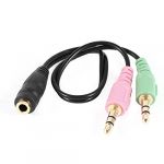 3.5mm Female to Stereo Dual Male Y Splitter Microphone Speaker Cable
