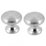 2 Pcs Silver Tone Round Top Metal Cabinet Door Drawer Pulls Knobs w Screws